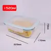 Rectangular Transparente Tapa de Bambú Vidrio de Alto Borosilicato Recipiente para Verduras Almacenamiento en Refrigerador Sellado Caja de Almuerzo Caja de Almuerzo Sellada y Fresca