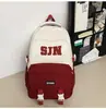 Mochila de Ombro com Estampa de Letras para Alunos do Ensino Fundamental, Grande Capacidade, Casual e Versátil, Adequada para Alunos do Ensino Médio e Superior, Mochila para Computador Unissex Tendência