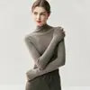 Suéter de punto fino de lana merino, capa interior fina para mujer, top de punto versátil, suéter de capa base para otoño e invierno