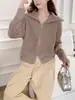 Cárdigan de Punto de Terciopelo de Imitación de Visón con Doble Cremallera 2025 Otoño e Invierno Nuevo Suave Ceroso Holgado Simple Casual Chaqueta Suéter para Mujer