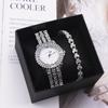 Novo relógio feminino de alta qualidade, luxo leve, moda, pulseira de diamante, conjunto, relógio com pulseira de aço, relógio de quartzo transfronteiriço, atacado