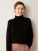 Novo Suéter de Cashmere Outono 2026, Gola Alta Meia, Cor Sólida, Pulôver Tricotado, Versátil e Simples, Camada Interna Feminina