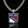 Pingentes de Equipe Mais Vendidos no Exterior, Pingentes Personalizados de Esmalte Hip-Hop de Equipes de Hóquei no Gelo da NHL, Corrente Cubana com Cravação de Diamantes em Liga