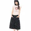Calça Jeans Cropped com Estampa de Bolinhas Retro Americana para Mulheres, Verão Nicho Solta Emagrecimento Calça de Perna Larga, Shorts Casuais