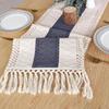 Bandera de Mesa Transfronteriza Costura Borla Estilo Americano Estilo Simple Lujo Ligero Alta Gama Decoración de Mesa para Vacaciones Mantel Largo Algodón y Lino