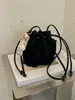 Bolso de Cubo con Cordón de Moda para Mujer 2026 Otoño Nuevo Estilo Versión Coreana para Mujer Bolso de Hombro Único de Cuero Suave Bolso Cruzado de Nicho de Gama Alta