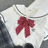 Lindo Lunares Mariposa Universidad Mango Largo Recto Corbata de Moño Traje de Marinero Cuello Uniforme JK Estudiante Niña