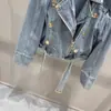 Chaqueta de Mezclilla con Cremallera Larga de Manga Larga Diseño Retro Otoño 2026 Transfronteriza para Mujer, Top Corto Holgado, Chaqueta Biker