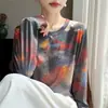 Suéter Base Feminino Malha Fina Gola Redonda Manga Longa Estampa Ombré Solto Fino Primavera/Verão 2026