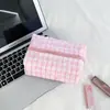 Bolsa de Maquiagem Azul Fresca e Simples de Mão para Mulheres, Bolsa de Armazenamento Portátil, Bolsinho Interno, Bolsa de Armazenamento para Viagem, Pequena Bolsa de Maquiagem