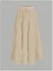 Falda midi plisada de retazos con cordón de cintura alta para mujer, estilo suave, temperamento elegante, falda de pastel de varias capas