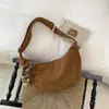 Bolso Retro de Ante con Forma de Cuerno para Mujer, Gran Capacidad, Estilo Coreano de Nicho, Versátil, Ligero, Adecuado para el Trabajo y los Viajes Diarios, Bolso de Hombro y Cruzado