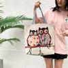 Bolsa Tote Grande de Lona Estilo Étnico Animal de Dibujos Animados Elefante Gato KT Gran Capacidad Bordada Bolso de Hombro Estudiante Bolsa Tweet