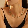 Novo estilo de colar para mulheres, colar de clavícula de pedra natural multicolorida simples, pulseira de nicho de luxo leve, conjunto de joias de aço inoxidável