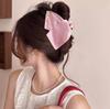 Pinza para el Cabello Grande de Lazo de Satén de Gama Alta para Mujer, Exquisita Pinza Plegada para la Parte Trasera de la Cabeza, Pinza de Tiburón