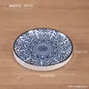 Posavasos Retro de Porcelana Azul y Blanca Color Bajo Esmalte Chino Redondo Portavasos Aislante Té Gongfu Sala de Té Accesorios para Utensilios de Té