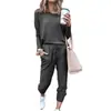 Otoño Invierno 2026 Nuevo Transfronterizo Europeo Americano Ropa de Mujer Amazon Hogar Holgado Color Sólido Manga Larga Conjunto Casual Mujer