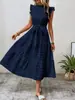 Vestido de verano para mujer 2026 Amazon transfronterizo europeo y americano, nuevo diseño de moda con mangas con volantes y detalle de lazo, con textura