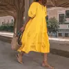 Vestido Casual Feminino Amazon de Comprimento Médio, Manga Longa, Xadrez, com Babados, Soltinho e para Festa, Comprimento até o Meio da Panturrilha