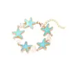 Estilo Ins Moda Criativo Artesanal Pérola Barroca Costura Estrela do Mar Pulseira Feminina Estilo Férias Marinha Esmalte Pulseira