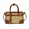 Bolso Tejido a Mano de Color Contrastante para Mujer, Nuevo Estilo de Verano, Versátil para el Viaje Diario, Bolso de Hombro y Cruzado de Moda