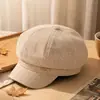 Boina retrô estilo coreano para outono e inverno, novo chapéu octogonal versátil e moderno para o dia a dia, chapéu feminino fofo e doce
