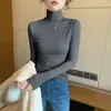 Camiseta Base de Modal de Cuello Alto para Mujer, Adecuada para Primavera, Otoño e Invierno, Estilo Delgado, Elegante Camiseta de Manga Larga, Para Usar en Capas con un Cuello Alto