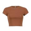 Comércio Exterior Estilo Americano Ombro a Ombro Curta Spice Girls Camiseta de Manga Curta Feminina Verão Slim Fit Emagrecedora Transfronteiriça Sudeste Asiático Cor Sólida Ins Top