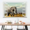 Comércio exterior Europa, América e África transfronteiriço 3D imitação tridimensional janela pastagem elefante sala de estar quarto parede de fundo adesivos atacado