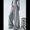 Calça de Moletom Estilo Esportivo High Street Estilo Americano para Mulheres, Tamanho Plus, Caimento Solto, Estilo Jogger, Adequada para Primavera e Outono, Calça de Moletom Casual de Perna Larga