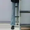 Jeans de Borde de Lana Micro-Lar para Mujer Otoño e Invierno Forrados de Polar Chica Gordita Cintura Alta Adelgazantes Forma de Pera Elásticos Pantalones de Herradura