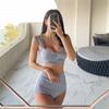 Traje de baño de cintura alta con abertura triangular sexy de moda 2020 para vacaciones de spa