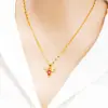 Colgante de imitación de oro de 24 quilates con incrustaciones de gemas de circonita de colores para mujer, joyería de oro con arena de turmalina roja viva de moda al por mayor