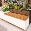 Macetero de banco de acero inoxidable personalizado para plaza, tienda de té de leche, cafetería, jardinera decorativa, separador y valla
