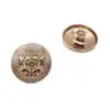 Hebilla de Metal Cosida a Mano Raya Doble León Abrigo Botón Redondo Traje Suéter Botón Dorado Uniforme Escolar Hebilla Decorativa