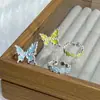 Anillo Abierto de Alto Nivel para Mujer Mariposa Líquida Dorada Goteada con Aceite Esmaltado Irregular Nicho Apilable Anillo de Alto Nivel