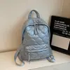 Mochila de Algodón de Gran Capacidad para Mujer 2025 Nuevo Estilo Simple Moda Casual Bolso Escolar Mochila Popular de Estilo Nicho