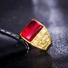 Anillo para Hombre Vietnamita Chapado en Oro con Piedra Preciosa, Anillo Abierto para Hombre Chapado en Oro con Calcedonia de Imitación, Anillo Popular Transfronterizo que Conserva el Color