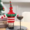 Decoraciones Navideñas Creativas Dibujos Animados Tejido Fundas para Botellas de Vino Bolsas de Vino para Cocina de Restaurante Decoraciones para Champaña Venta al por Mayor