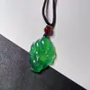 Colgante de Zorro de Calcedonia Blanca Transparente Hielo Natural Ágata Verde Zorro de Nueve Colas Flor de Durazno Colgante de Jade DIY Collar Multicolor