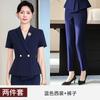 Traje profesional azul marino de manga corta fino de verano para mujer, uniforme de recepción, joyería, tienda de oro, ropa de trabajo.