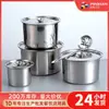 Preço Especial Liquidação Pote de Temperos Comercial em Aço Inoxidável com Tampa Selada Balde Armazenamento de Molho Banha Suprimentos para Catering Estoque de Liquidação