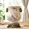 Vaso Cerámico Retro Americano de Alta Gama Personalizado de Fábrica Nuevo Estilo Chino Porcelana Azul y Blanca Sala de Estar Arreglo Floral de Alta Gama Europeo Transfronterizo