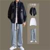 Camisa Jeans de Manga Comprida Estilo Japonês Masculina Terno Primavera e Outono Casual Cool Solto Jaqueta com Conjunto Jeans Roupa Masculina