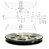 Roda de Alumínio para Extrusora Liga de Alumínio Carretel de Recolhimento de Fio Diâmetro 160MM Canal Redondo Canal Plano Puyang Anodizado Duro Revestido de Cerâmica Fio Cabo