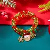 Conjunto de Pulseras con Atmósfera Navideña Transfronteriza Europea y Americana Papá Noel Copo de Nieve Bastón de Caramelo Combinación de Cuentas de Colores Festival Qixi