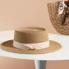 Sombrero de Paja con Lazo de Encaje para Mujer, Sombrero de Sol de Ala Ancha para Playa en Verano, Hace que la Cara Parezca Más Pequeña, Adecuado para Salidas y Vacaciones
