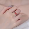 Anillo retro artesanal antiguo de cadena rectangular rojo sur para mujer, abierto, ajustable, temperamento, moda, versátil, creativo