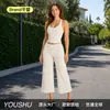 Conjunto de fitness transfronterizo con top de tirantes anchos para yoga, conjunto de pantalones capri de running para fitness que absorben la humedad y se secan rápidamente