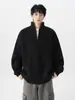 Suéter de Medio Zip para Hombre Otoño/Invierno 2026, Estilo Coreano Holgado, Suéter de Punto Sencillo con Cuello Campana, Prenda Superior Lisa de Alta Calidad